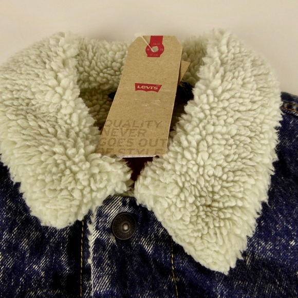 Levi’s Denim Trucker Jacket Faux Sherpa Lining NWT - Picture 3 of 10